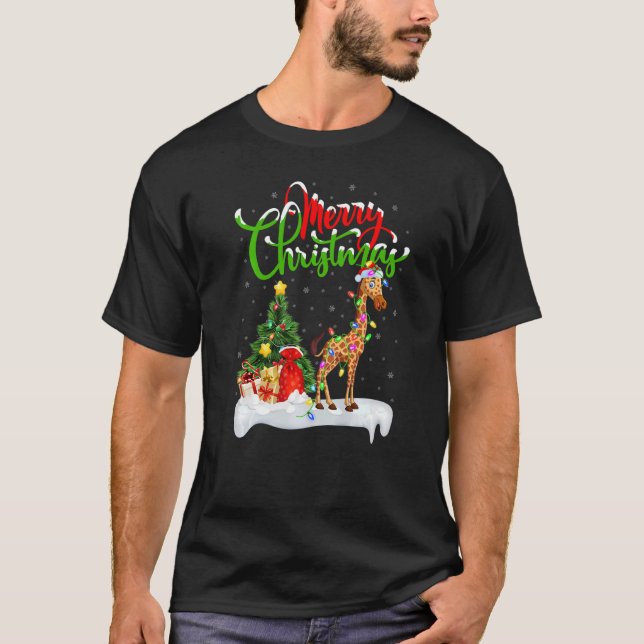 Giraffe  Xmas Decorations Santa Giraffe Christmas T-Shirt (Vorderseite)