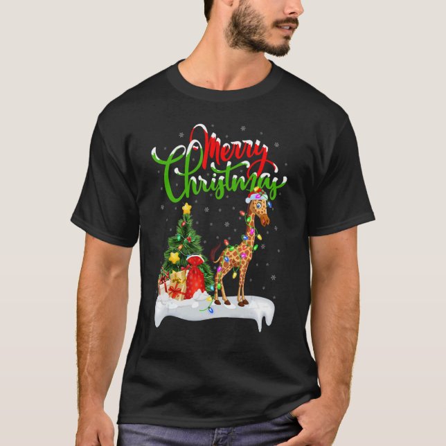 Giraffe   Xmas Decorations Santa Giraffe Christmas T-Shirt (Vorderseite)