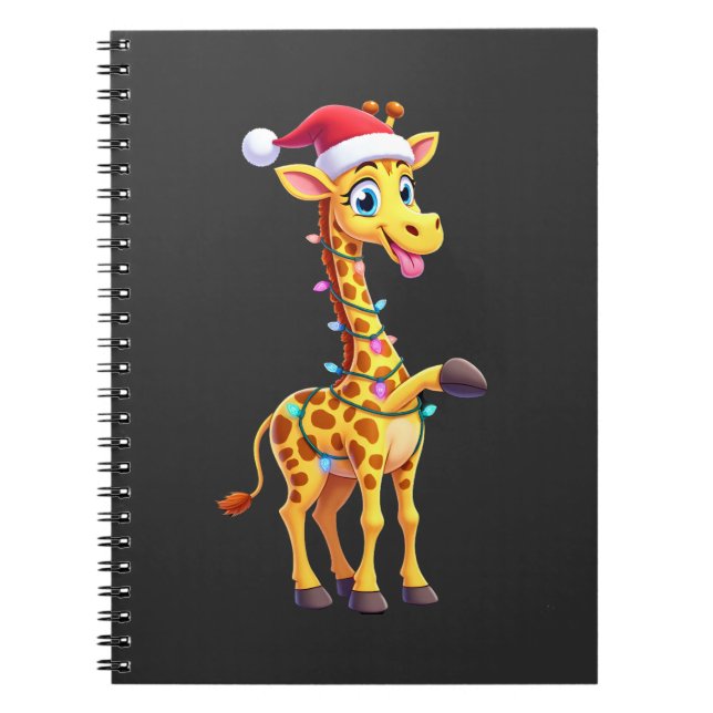 Giraffe Xmas Lighting Funny Santa Giraffe Christma Notizblock (Vorderseite)