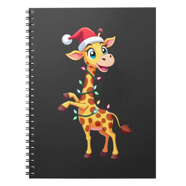 Giraffe Xmas Lighting Funny Santa Giraffe Christma Notizblock (Vorderseite)