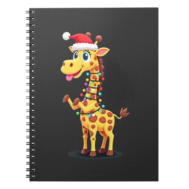 Giraffe Xmas Lighting Funny Santa Giraffe Christma Notizblock (Vorderseite)
