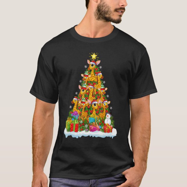 Giraffe Xmas Weihnachtsfeiertag Giraffe Weihnachts T-Shirt (Vorderseite)