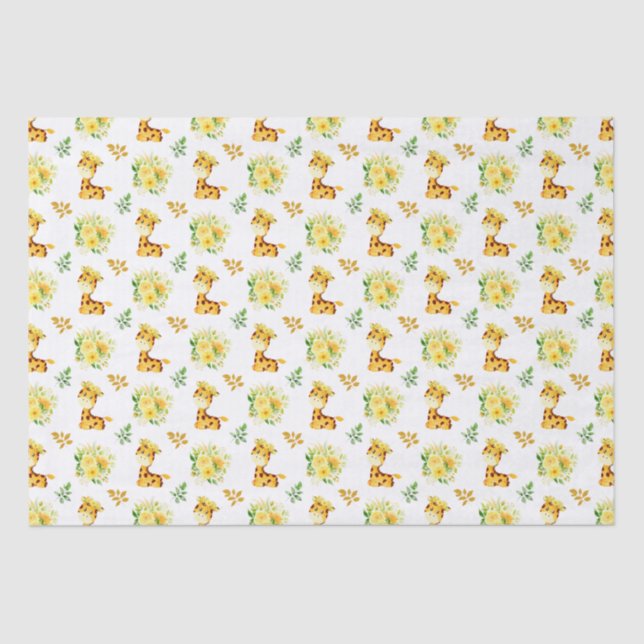 Giraffe Yellow Floral Blume Seidenpapier (Vorderseite)