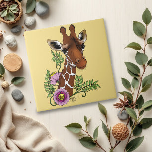 Giraffe Yellow Portrait-Blume Fliese