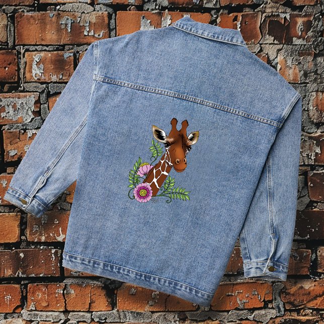 Giraffe Yellow Portrait-Blume Jeansjacke (Von Creator hochgeladen)