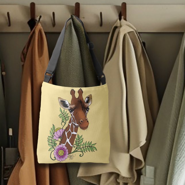 Giraffe Yellow Portrait-Blume Tragetaschen Mit Langen Trägern (Von Creator hochgeladen)