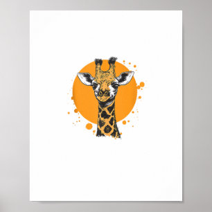Giraffe Yellow Sun Abstraktes Tierportrait Poster