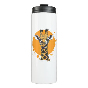 Giraffe Yellow Sun Abstraktes Tierportrait Thermosbecher