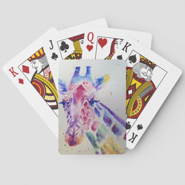 Giraffe Zoo Animal Aquarelle Jeu de cartes (dos)