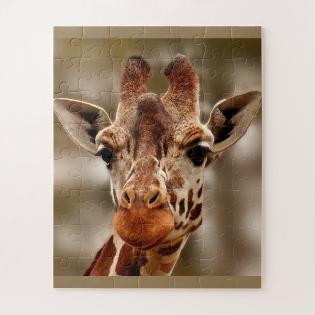 Giraffe Zoo Tierportrait Wildes Puzzle (Vertikal)