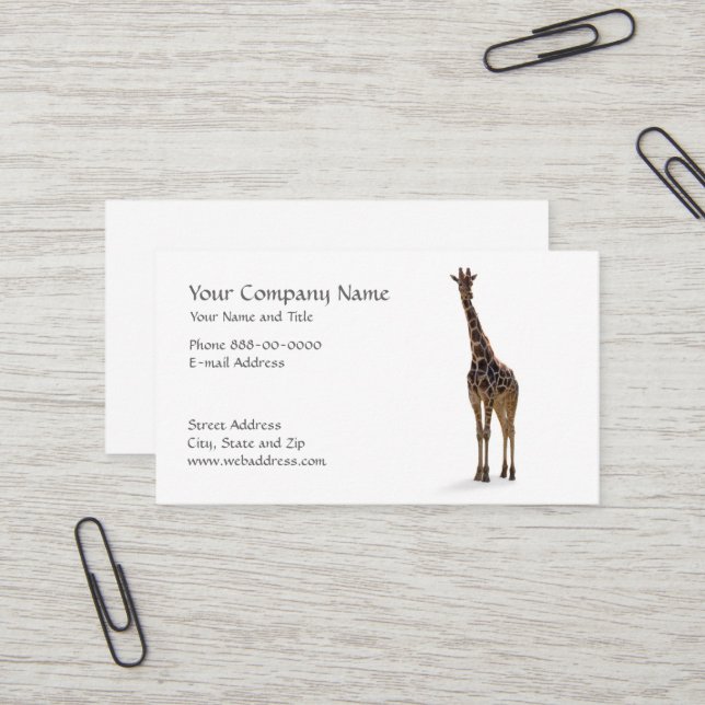 Giraffe Zoologin Business Card Visitenkarte (Vorderseite/Rückseite Beispiel)