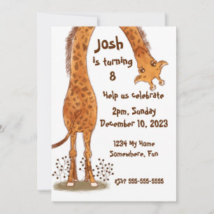 Giraffe, Zootiere Geburtstag, personalisierbar Einladung
