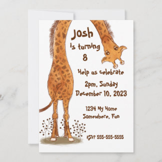 Giraffe, Zootiere Geburtstag, personalisierbar Einladung