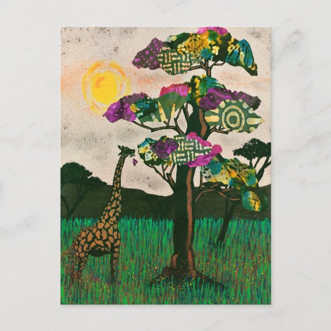 Giraffe zu den Flugzeug Afrikas Postkarte (Vorderseite)