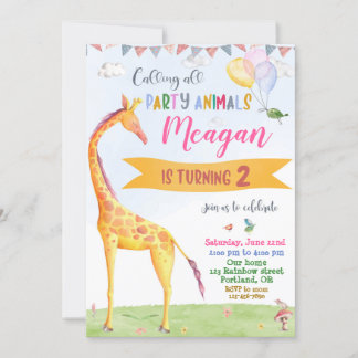 Giraffe zum Geburtstag Einladung Safari Dschungel 
