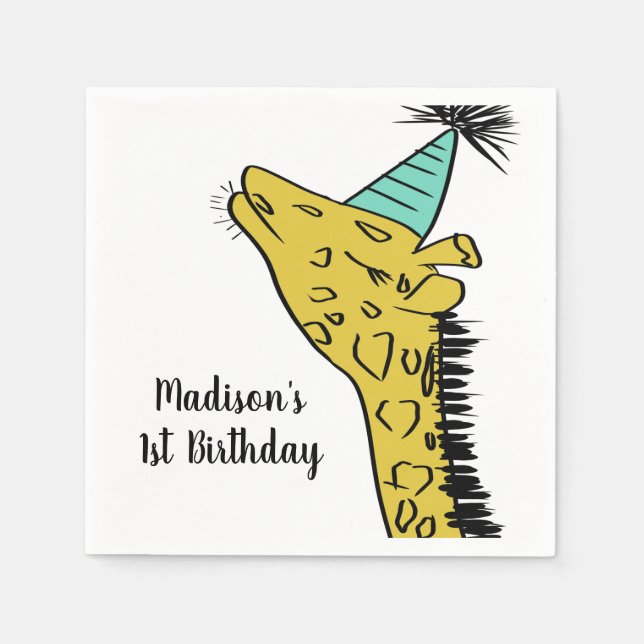 Giraffee Doodle Zoo Safari Party Serviette (Vorderseite)