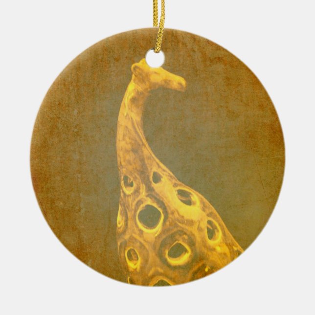 Giraffen-abstrakte Weihnachtsverzierung Keramik Ornament (Vorne)