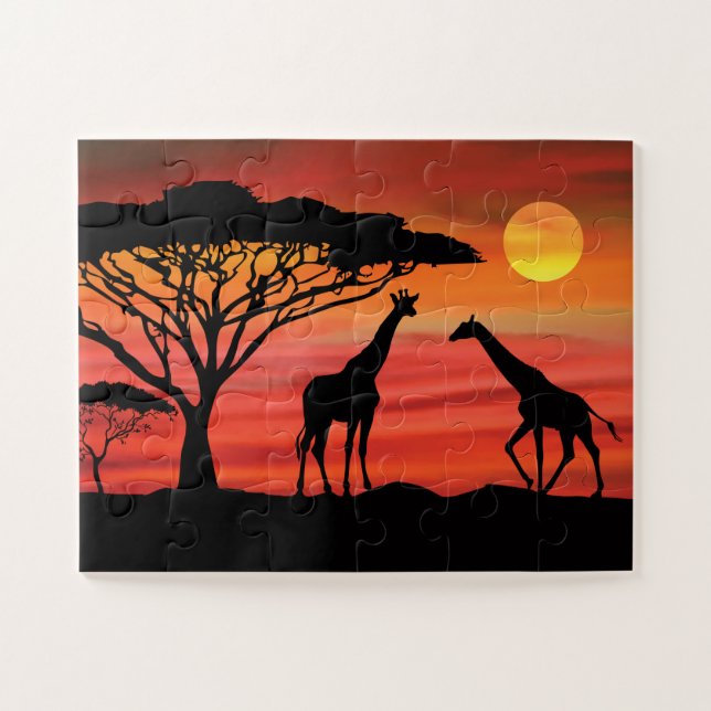Giraffen Afrikanischer Sonnenuntergang (Horizontal)
