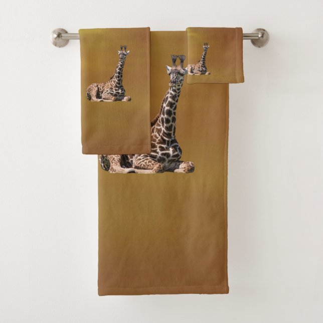 Giraffen am Sonnenuntergangbraun Badhandtuch Set (Insitu)
