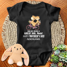 Giraffen auf dem Bike Individuelle Name Happy 1st  Baby Strampler
