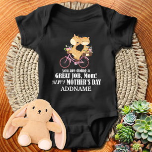 Giraffen auf dem Bike Individuelle Name Happy 1st  Baby Strampler