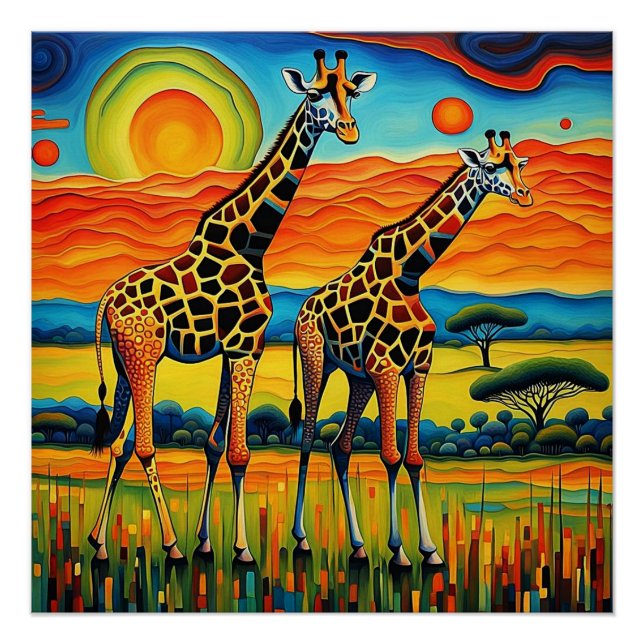 Giraffen auf der Savannah Poster (Vorderseite)
