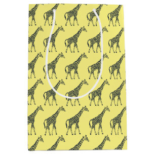 Giraffen auf Gelb Mittlere Geschenktüte