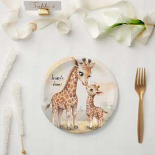 Giraffen-Baby-Party Pappteller
