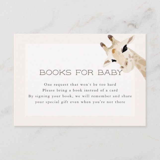 Giraffen-Babyparty-Bücher für Baby-Karte Begleitkarte (Vorderseite)