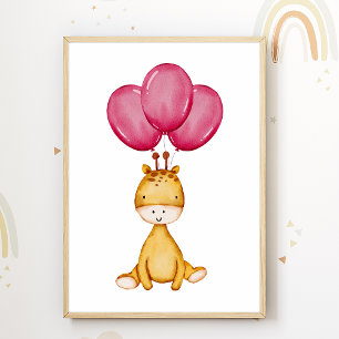 Giraffen-Ballon-Kinderzimmerposter Kinderzimmerdek Poster