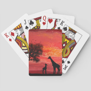 Giraffen bei Sonnenuntergang Spielkarten