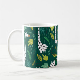 Giraffen, Blätter, handgezeichneter Hintergrund. F Kaffeetasse