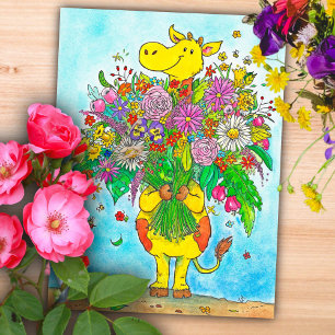 Giraffen-Blumenstrauß-Grußkarte  Postkarte