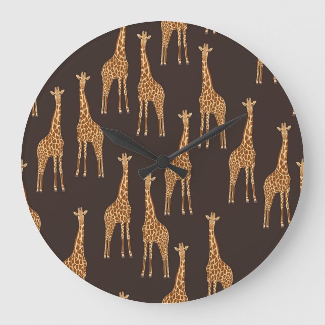 Giraffen Dark: Abstrakt Vintag nahtlos. Große Wanduhr (Vorderseite)