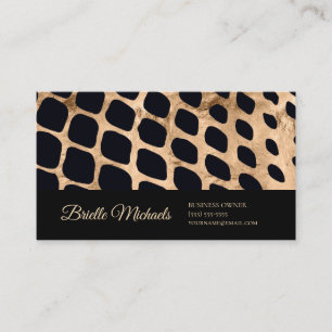 Giraffen-Druck-Design in Schwarz und Gold Visitenkarte