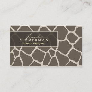 Giraffen-Druck-Designer-Visitenkarte:: Taupe Visitenkarte