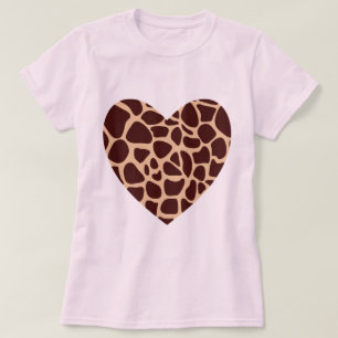 Giraffen-Druck-Herz T-Shirt