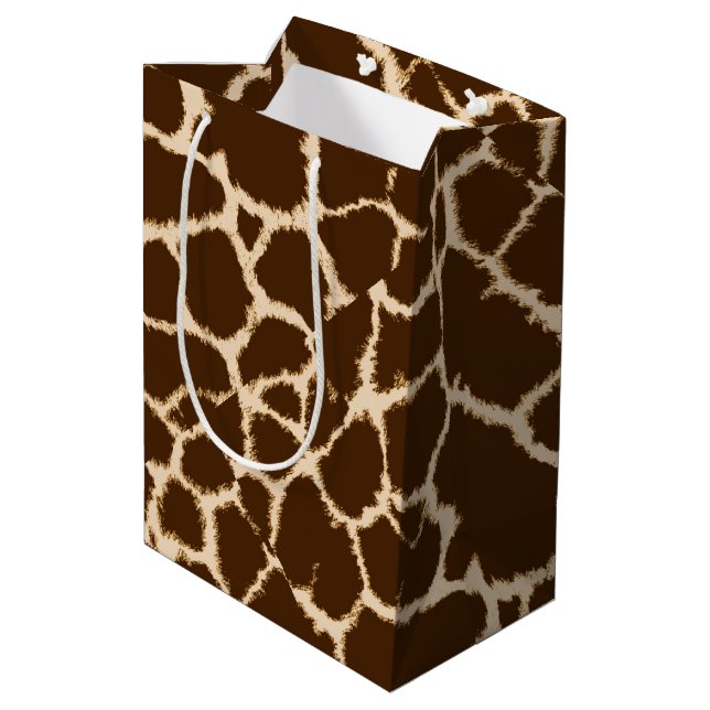 Giraffen-Druck Mittlere Geschenktüte (Rückseite Schrägansicht)