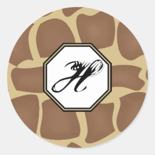 Giraffen-Druck-Monogramm-Aufkleber Runder Aufkleber
