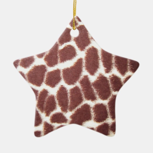 Giraffen-Druck-Stern-Weihnachtsverzierung Keramik Ornament (Vorne)