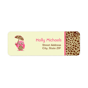 Giraffen-Druck u. rosa Eulen-Babyparty-Aufkleber
