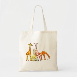 Giraffen-Familie in der orange und gelben Tragetasche