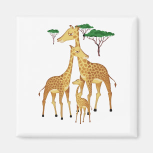 Giraffen-Familie mit Akazien-Bäumen Magnet