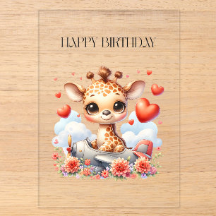 Giraffen-Flugzeug-Geburtstag Acryleinladungen