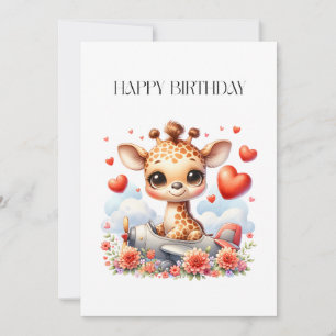 Giraffen-Flugzeug-Geburtstag Einladung