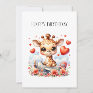 Giraffen-Flugzeug-Geburtstag Einladung