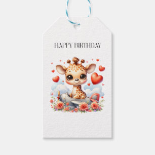 Giraffen-Flugzeug-Geburtstag Geschenkanhänger