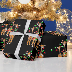 Giraffen für den Urlaub, blinkende rote und grüne Geschenkpapier
