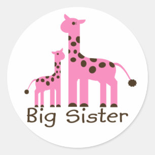Giraffen-große Schwester Runder Aufkleber