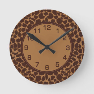 Giraffen-Haut-Druck-Muster Runde Wanduhr